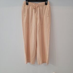 Serra Women's Tan Wide-Leg Pants Size M Linen 55% Viscose 45%